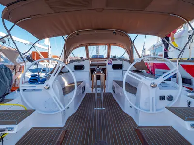 Deck of Maloi, a Elan Impression 40 sailboat at Biograd na Moru, Croatia