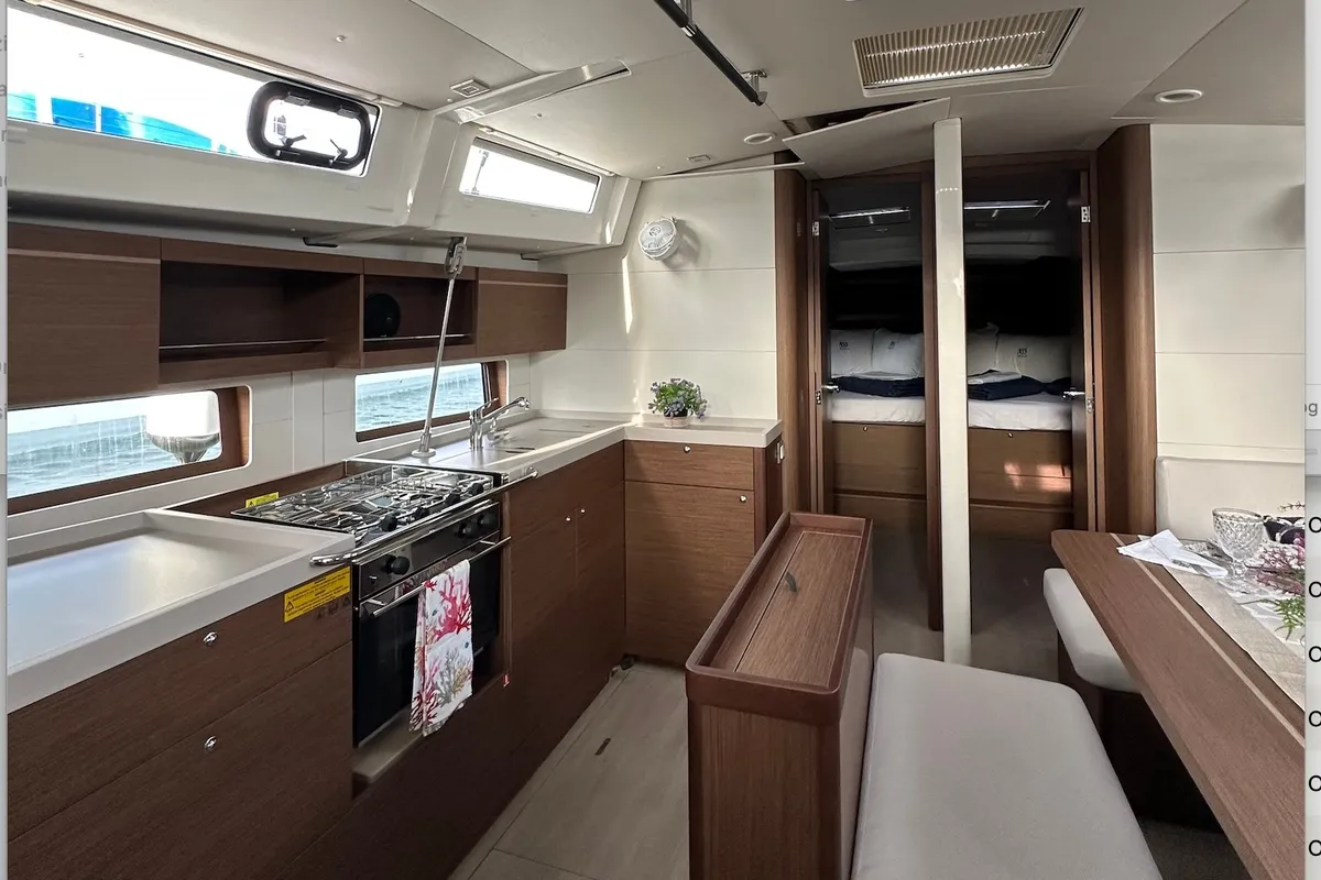 Galley of Moonraker, a Beneteau Oceanis 46.1 sailboat at Olbia, Italy