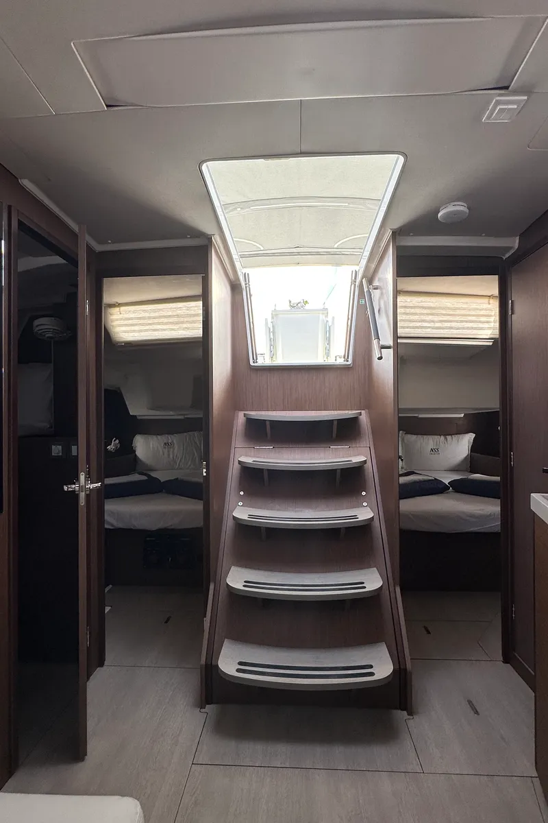 Salon of Moonraker, a Beneteau Oceanis 46.1 sailboat at Olbia, Italy
