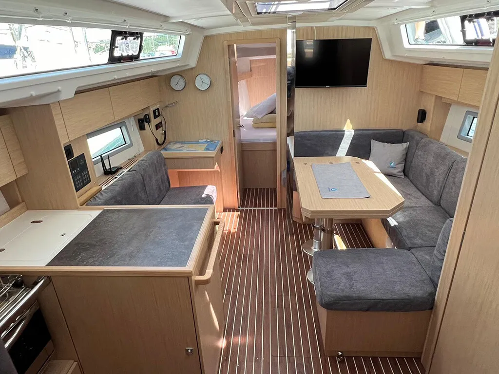 Salon of Moya, a Bavaria C38 sailboat at Split, Croatia