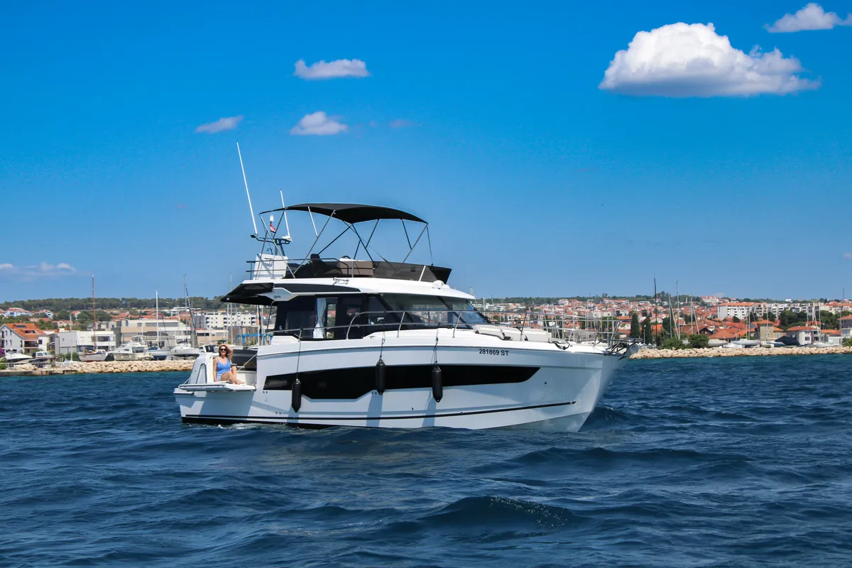 Exterior view of NIKA, a Jeanneau Merry Fisher 1295 FLY motorboat at Zadar, Croatia