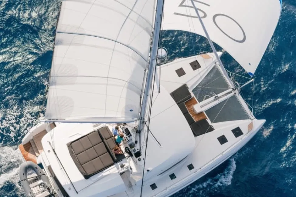 Exterior view of OHANA, a Lagoon 50 catamaran at Procida, Italy