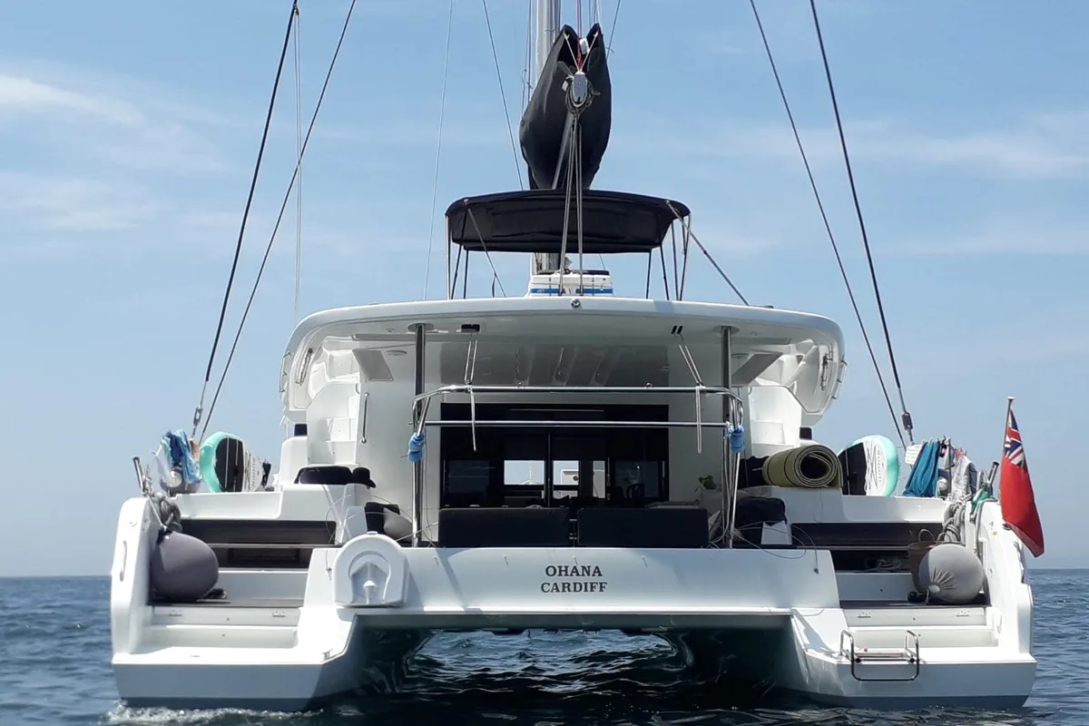 Exterior view of OHANA, a Lagoon 50 catamaran at Procida, Italy