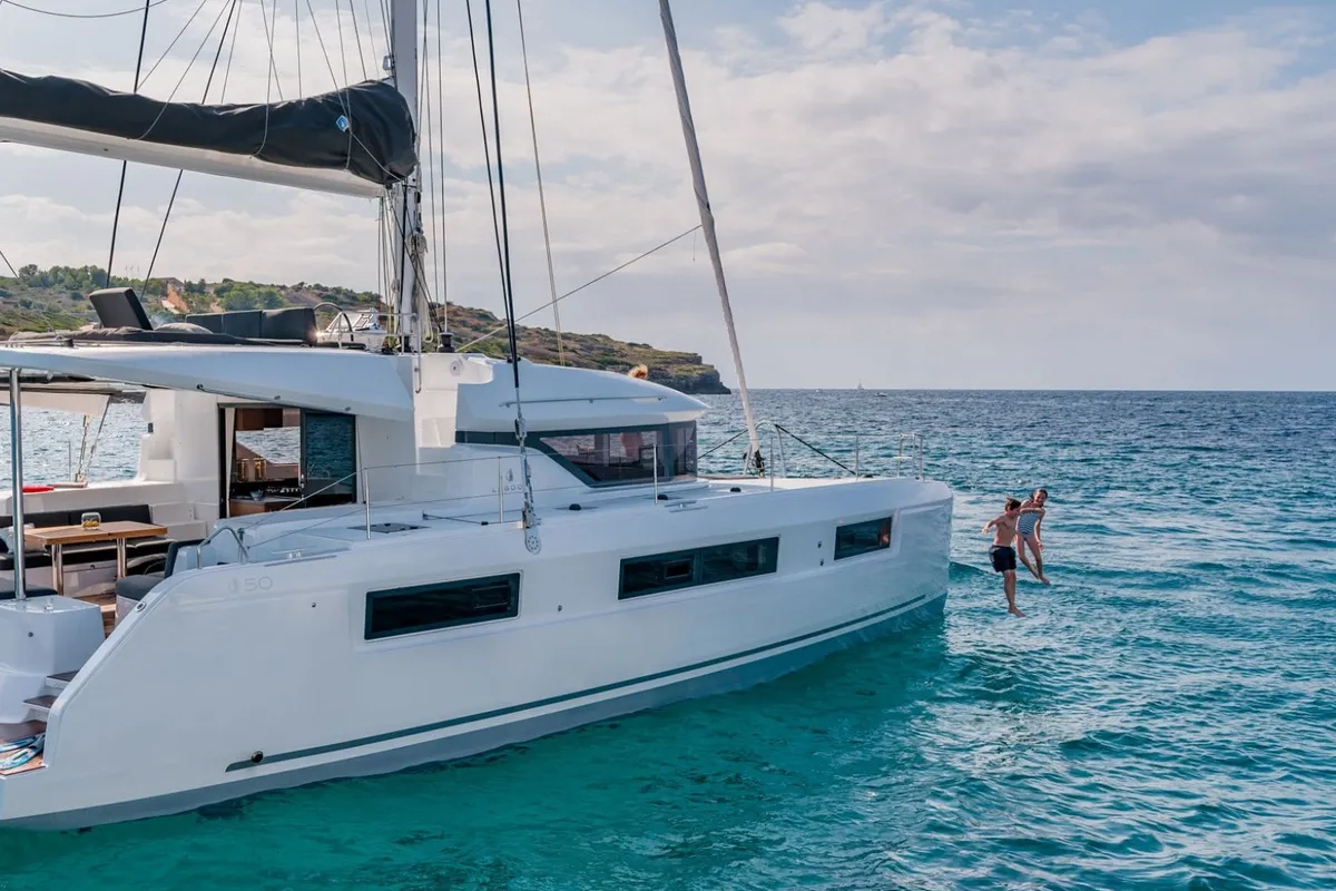 Exterior view of OHANA, a Lagoon 50 catamaran at Procida, Italy