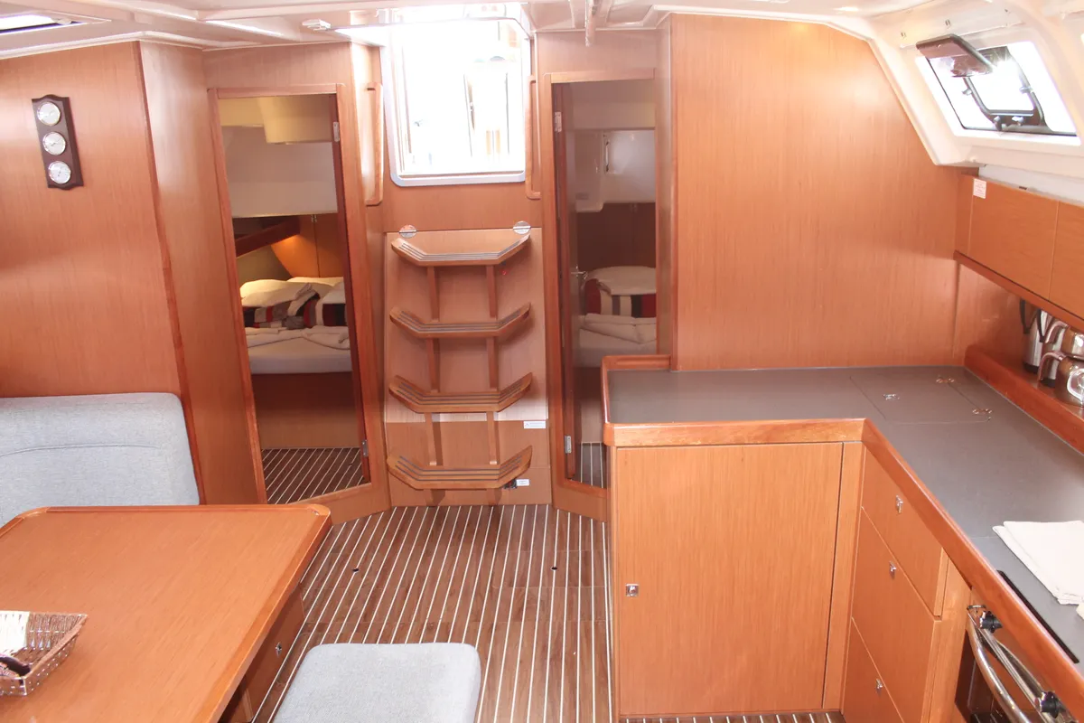 Galley of Coco, a Bavaria Cruiser 46 sailboat at Fethiye, Turkey