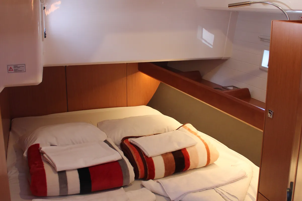 Cabin on Coco, a Bavaria Cruiser 46 sailboat at Fethiye, Turkey