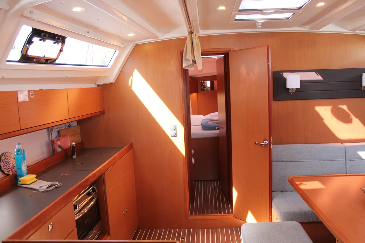 Galley of Coco, a Bavaria Cruiser 46 sailboat at Fethiye, Turkey