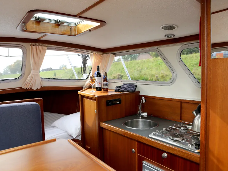 Galley of Australis, a Pedro 800 motorboat at Heukelum, Netherlands