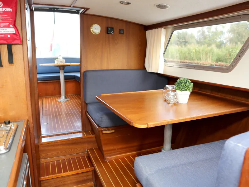 Salon of Australis, a Pedro 800 motorboat at Heukelum, Netherlands