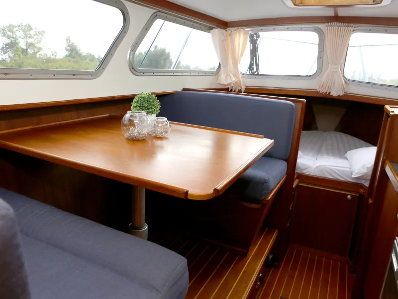 Salon of Australis, a Pedro 800 motorboat at Heukelum, Netherlands
