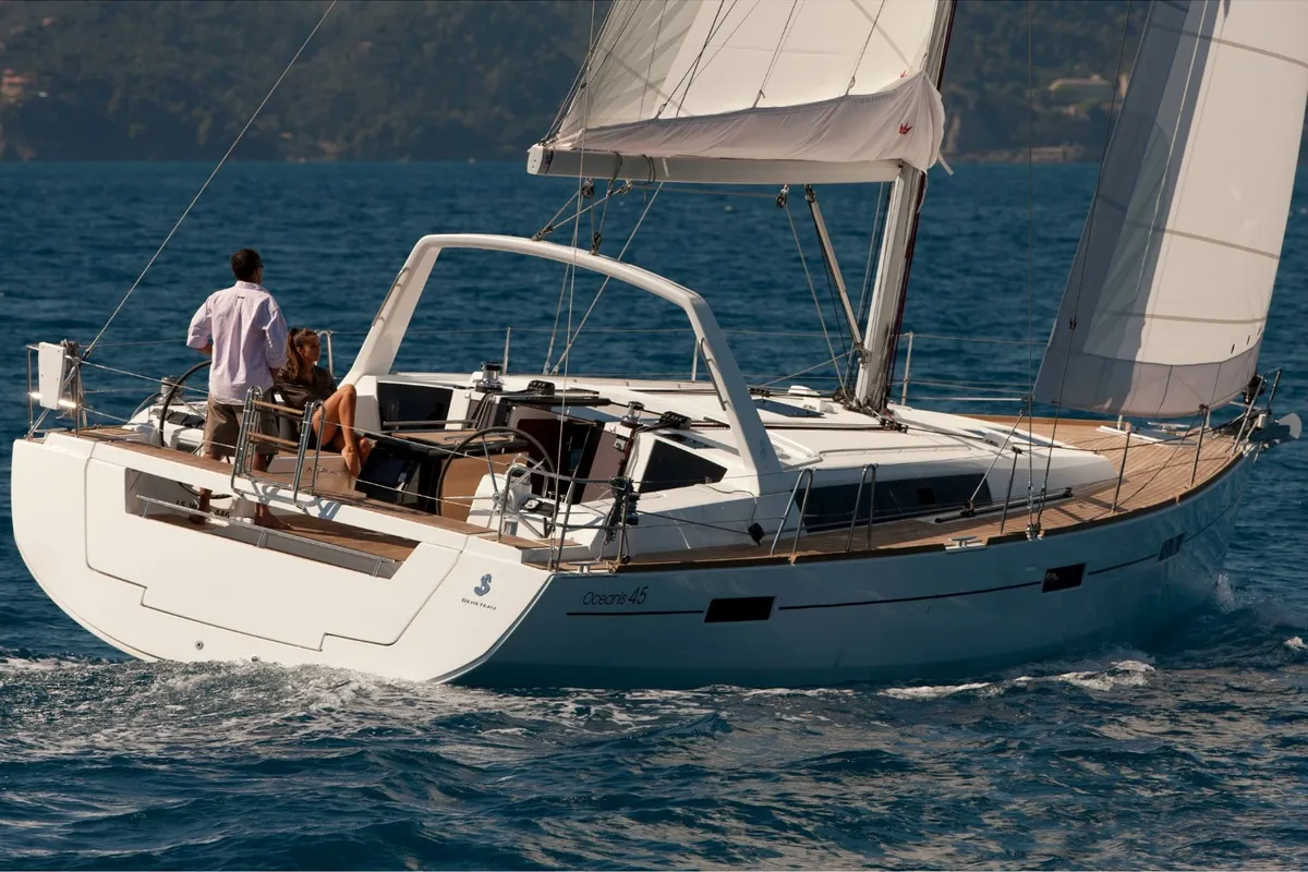 Exterior view of Hande, a Beneteau Oceanis 45 sailboat at Marmaris, Turkey
