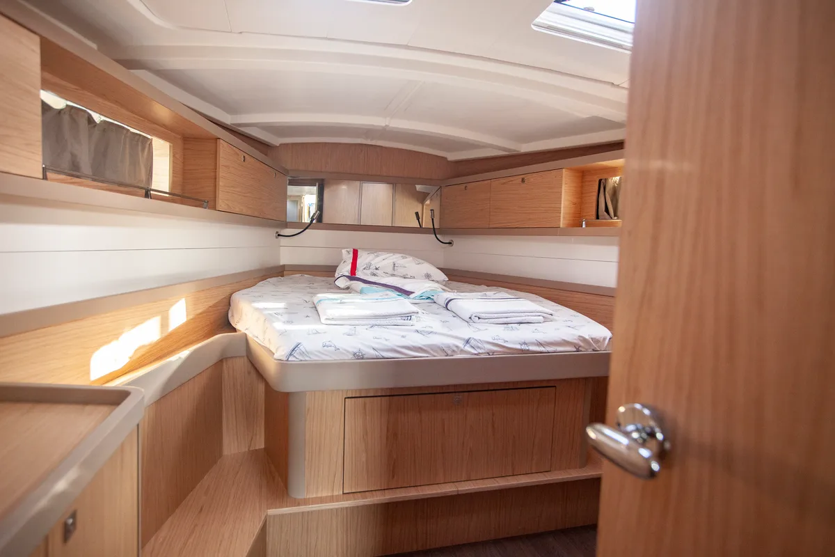 Cabin on Hande, a Beneteau Oceanis 45 sailboat at Marmaris, Turkey