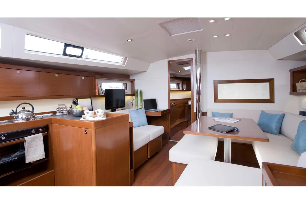 Salon of Hande, a Beneteau Oceanis 45 sailboat at Marmaris, Turkey