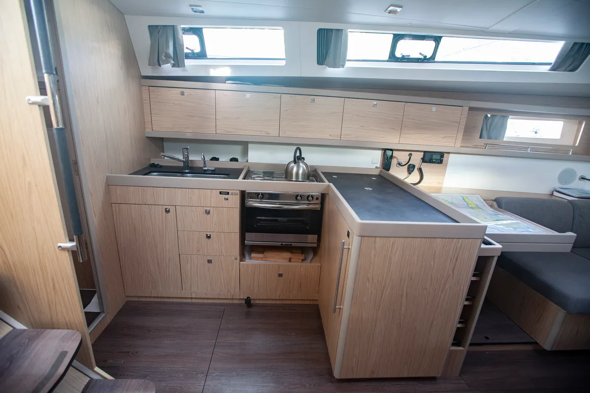 Galley of Hande, a Beneteau Oceanis 45 sailboat at Marmaris, Turkey