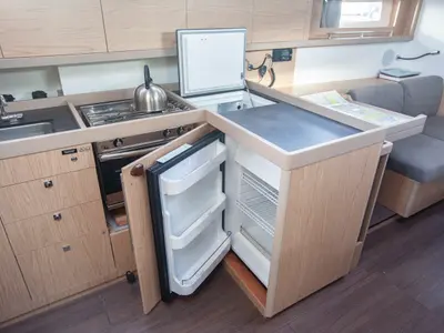 Galley of Hande, a Beneteau Oceanis 45 sailboat at Marmaris, Turkey