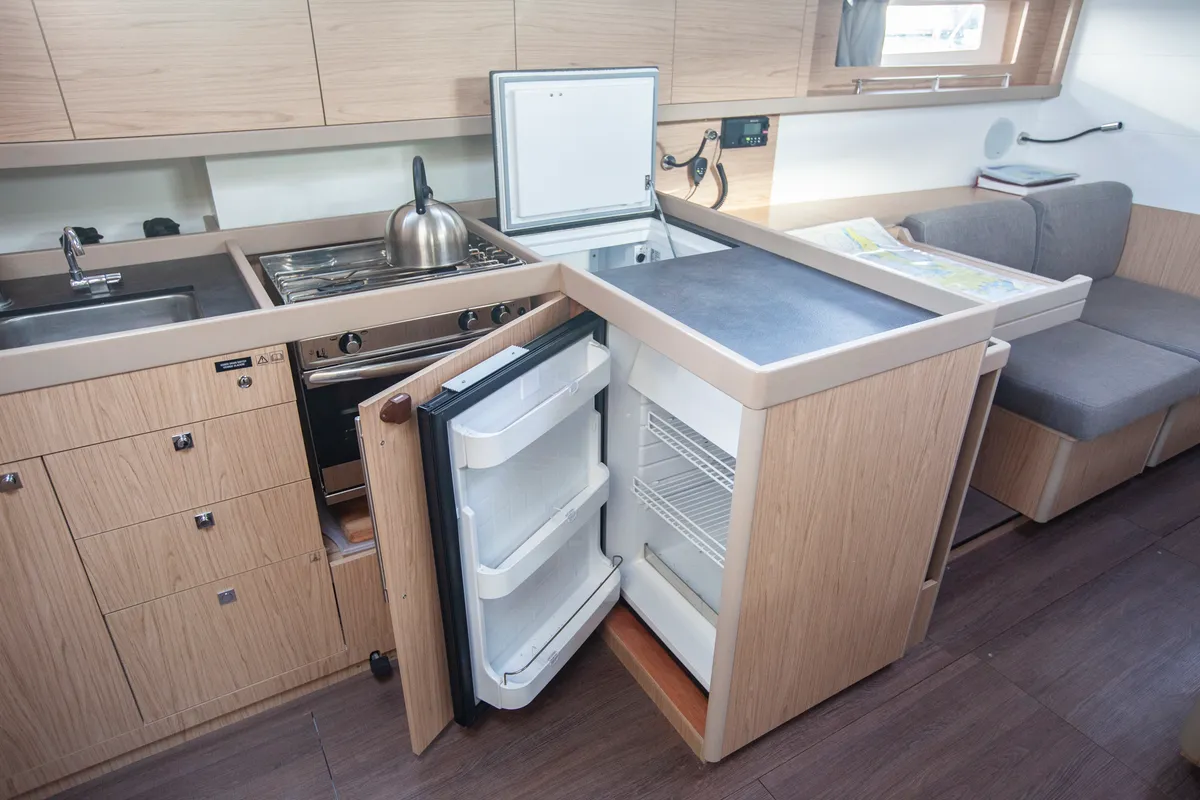 Galley of Hande, a Beneteau Oceanis 45 sailboat at Marmaris, Turkey