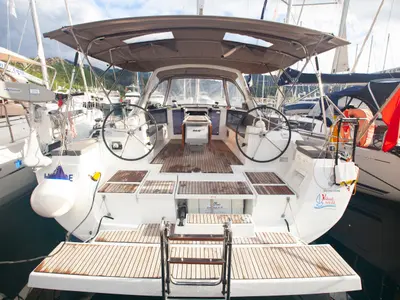 Deck of Hande, a Beneteau Oceanis 45 sailboat at Marmaris, Turkey