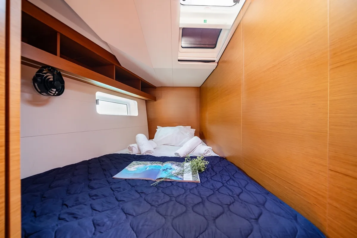 Cabin on Celena IV, a Jeanneau 54 sailboat at Benitses, Greece