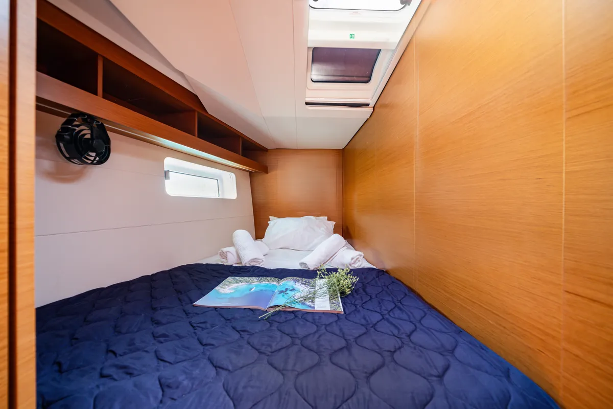 Cabin on Celena IV, a Jeanneau 54 sailboat at Benitses, Greece