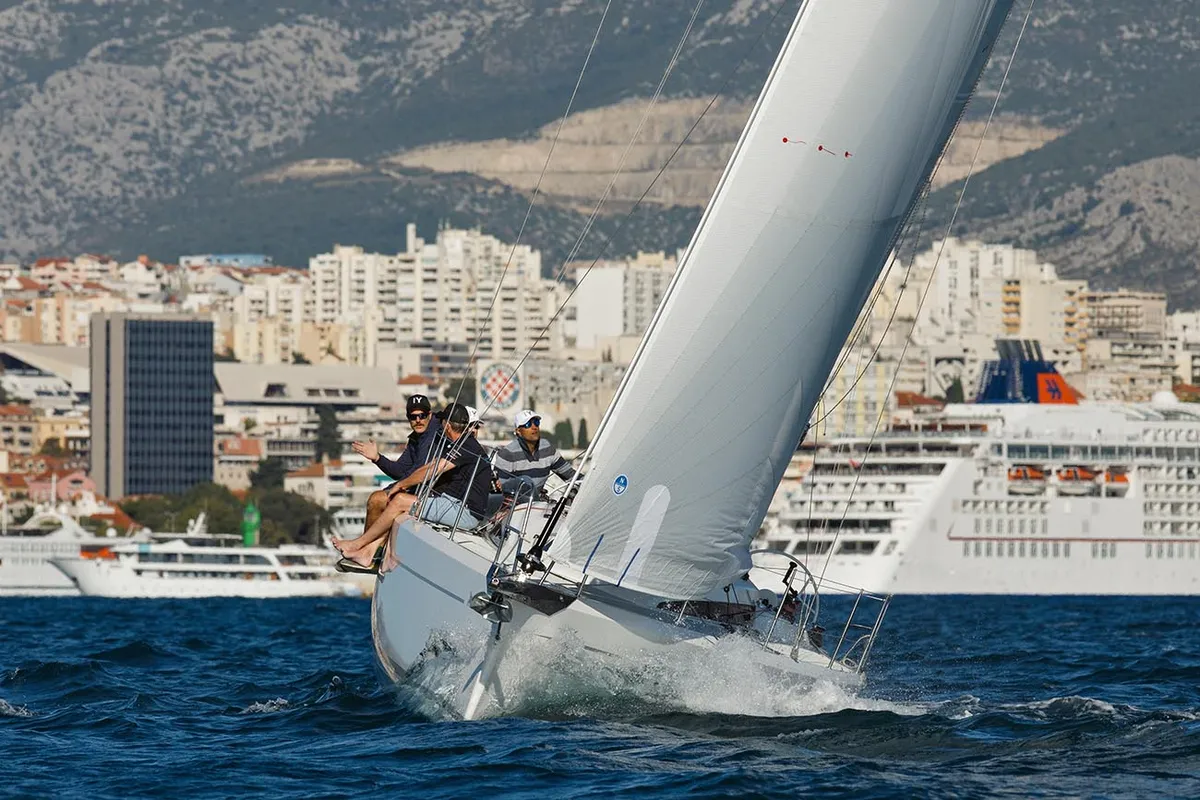 Exterior view of Bellissima, a Italia 9.98 sailboat at Punat, Croatia