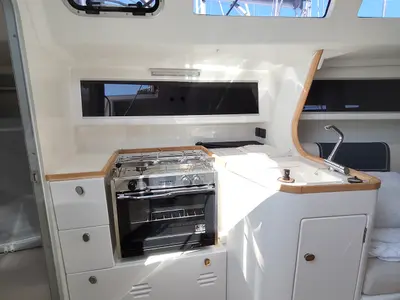 Galley of Bellissima, a Italia 9.98 sailboat at Punat, Croatia
