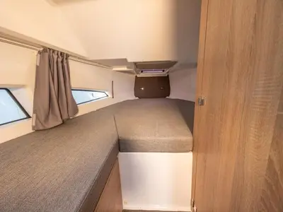 Cabin on Sintaxion, a Nordkapp Coupe 905 motorboat at Glyfada, Greece