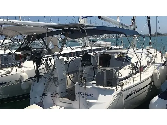 Exterior view of Alexandros, a Bavaria 37 Cruiser sailboat at Municipal Unit of Lefkada, Greece