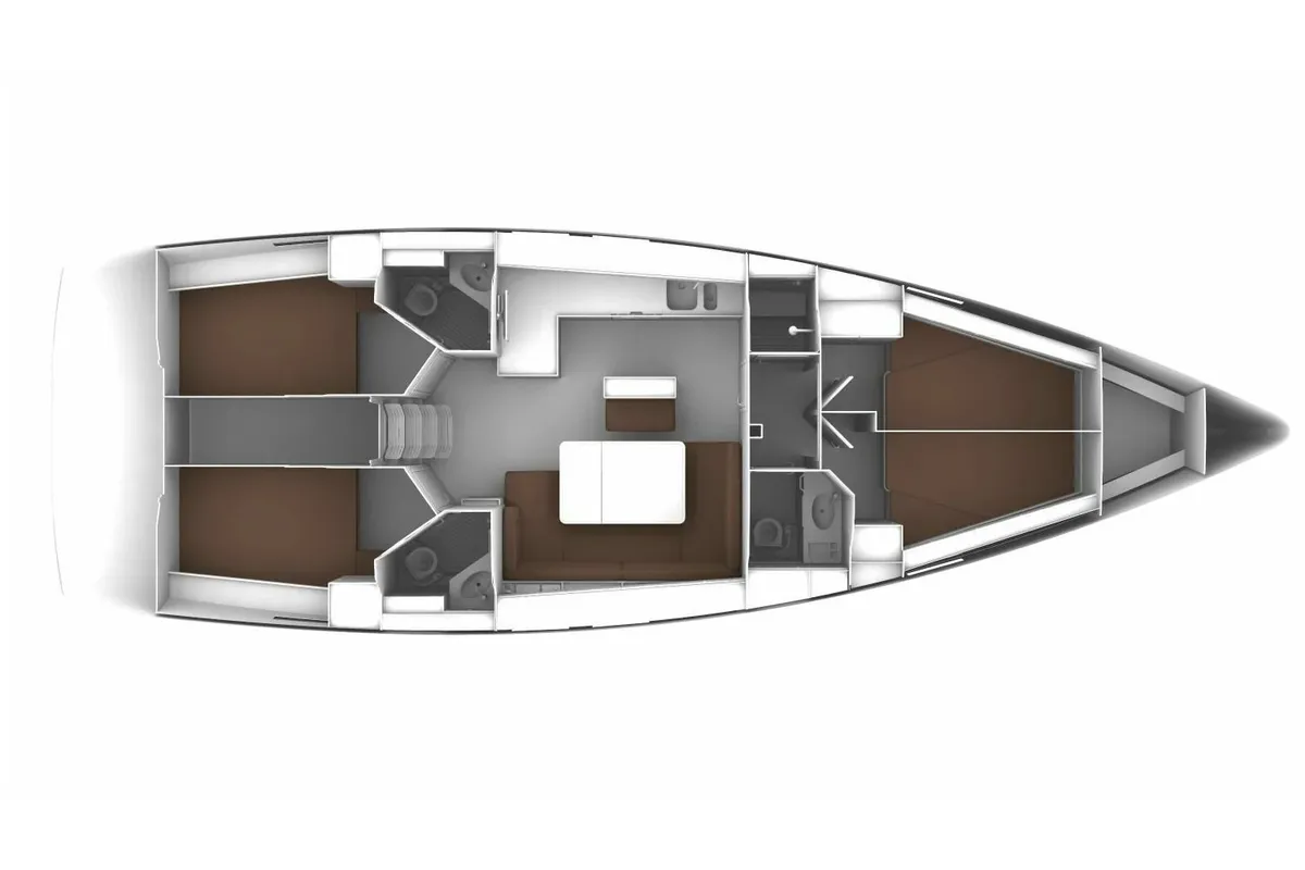 Floor plan of Hannah II, a Bavaria Cruiser 46 sailboat at Athens, Marina Delta Kallithea, Greece