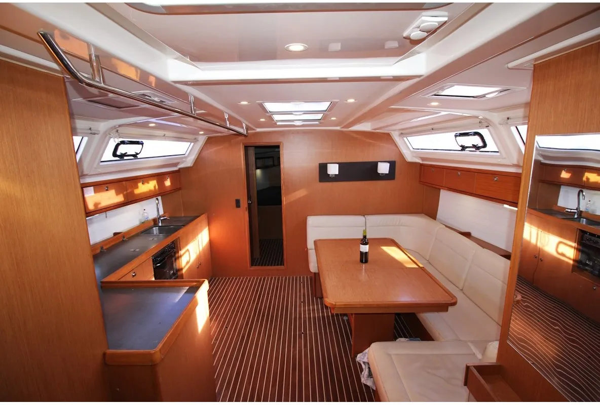 Salon of Hannah II, a Bavaria Cruiser 46 sailboat at Athens, Marina Delta Kallithea, Greece
