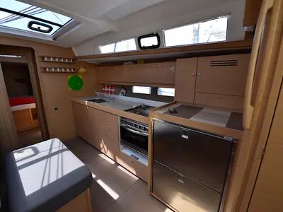 Galley of Podere Sapaio, a Dufour 460 GL sailboat at Cecina, Italy