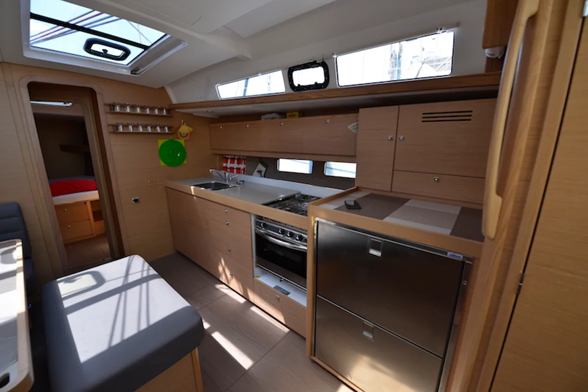 Galley of Podere Sapaio, a Dufour 460 GL sailboat at Cecina, Italy