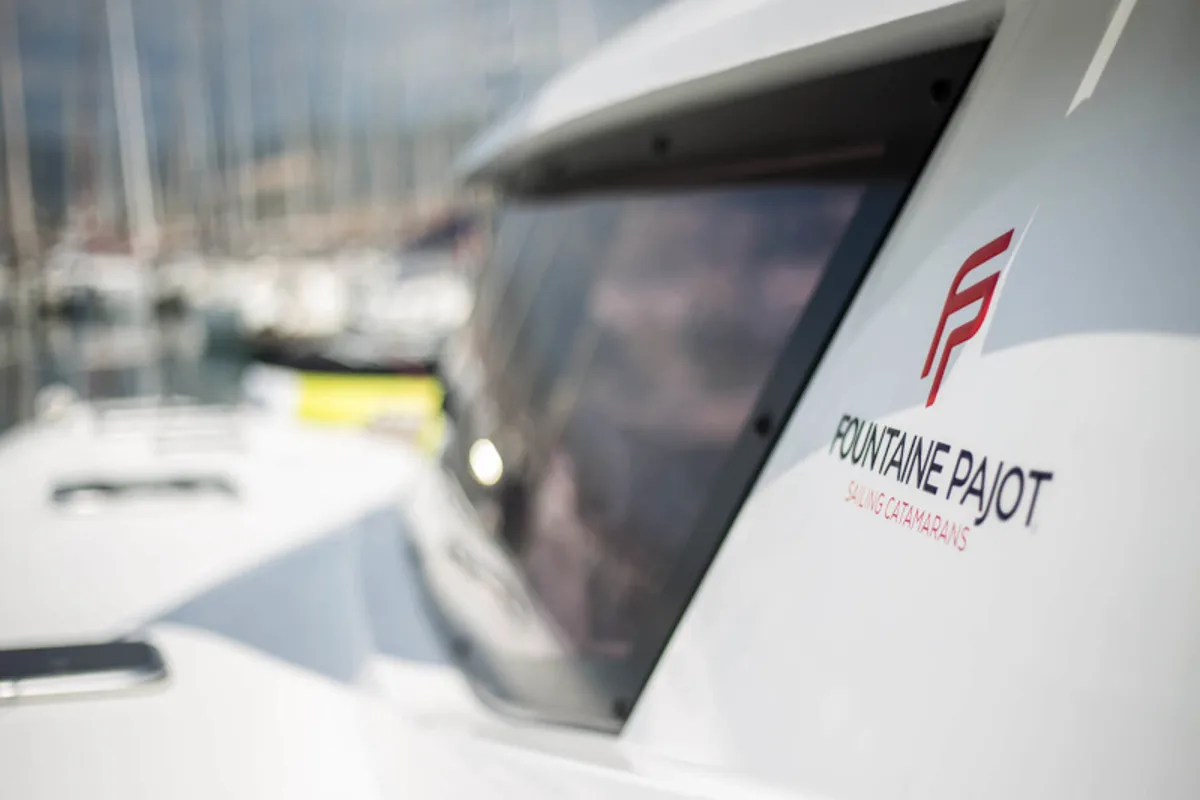 Princess Aphrodite, a Fountaine Pajot Saba 50 catamaran at Grad Trogir, Croatia