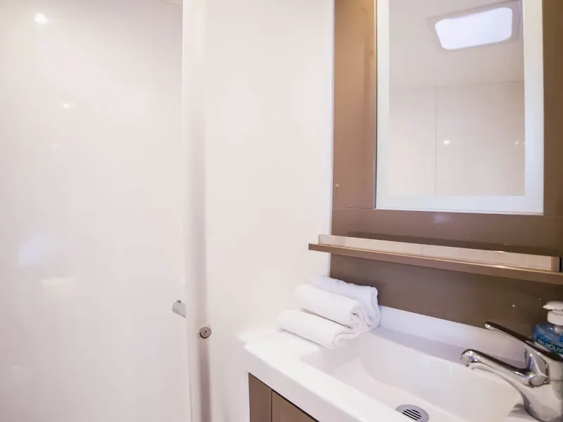Head on Princess Aphrodite, a Fountaine Pajot Saba 50 catamaran at Grad Trogir, Croatia