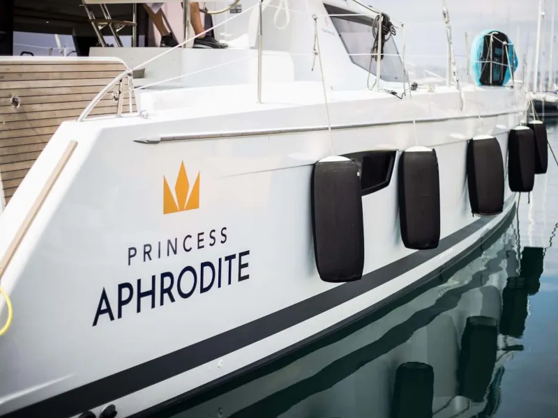 Princess Aphrodite, a Fountaine Pajot Saba 50 catamaran at Grad Trogir, Croatia