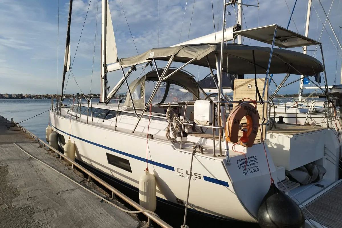 Exterior view of Carpe Diem, a Bavaria C45 sailboat at Municipal Unit of Lefkada, Greece