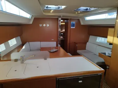 Galley of Carpe Diem, a Bavaria C45 sailboat at Municipal Unit of Lefkada, Greece