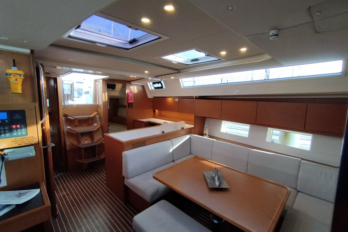 Salon of Carpe Diem, a Bavaria C45 sailboat at Municipal Unit of Lefkada, Greece