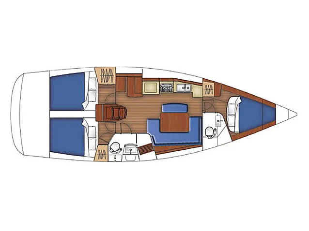 Floor plan of Galaxy, a Beneteau Oceanis 40 sailboat at Municipal Unit of Lefkada, Greece