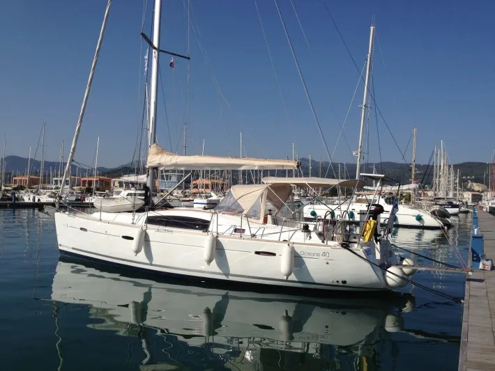 Exterior view of Galaxy, a Beneteau Oceanis 40 sailboat at Municipal Unit of Lefkada, Greece