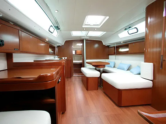 Salon of Galaxy, a Beneteau Oceanis 40 sailboat at Municipal Unit of Lefkada, Greece