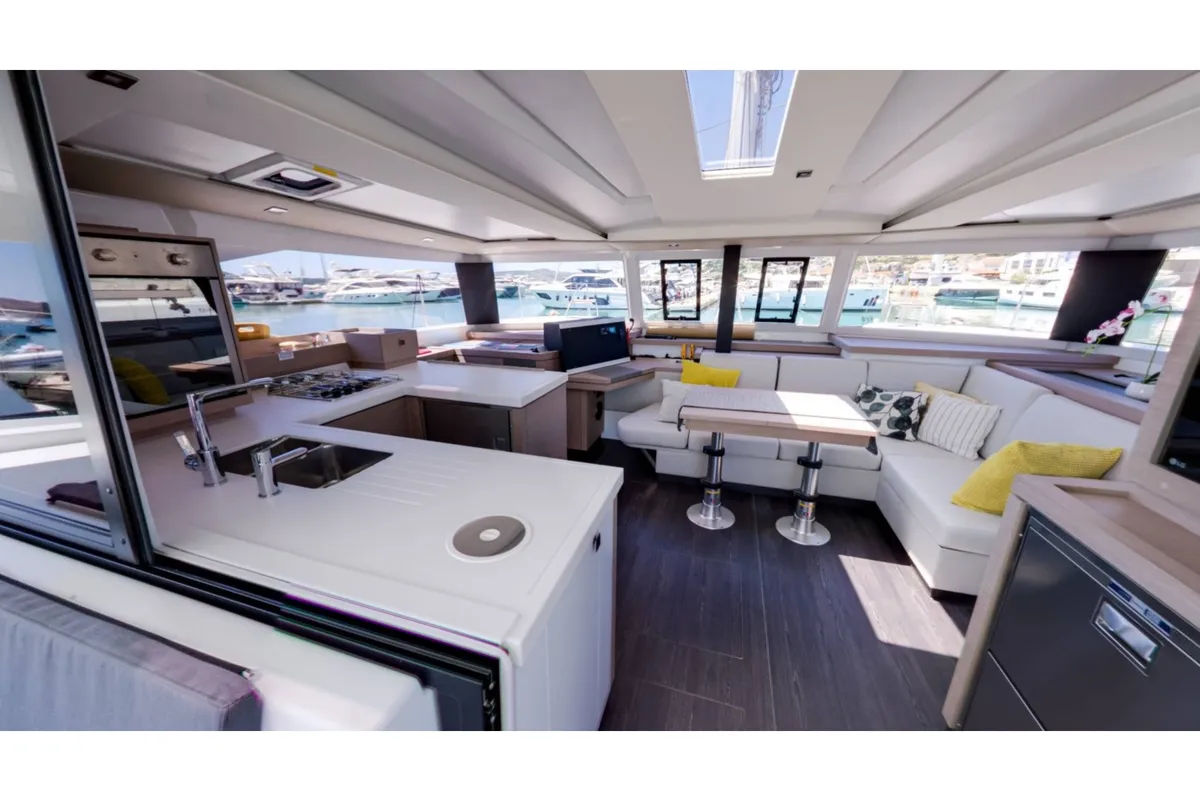 Salon of Magic Summer, a Fountaine Pajot Astréa 42 catamaran at Seget Donji, Croatia