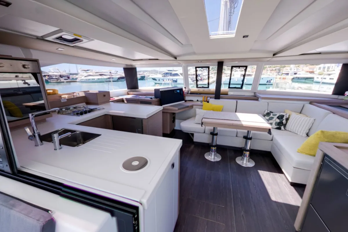 Salon of Magic Summer, a Fountaine Pajot Astréa 42 catamaran at Seget Donji, Croatia