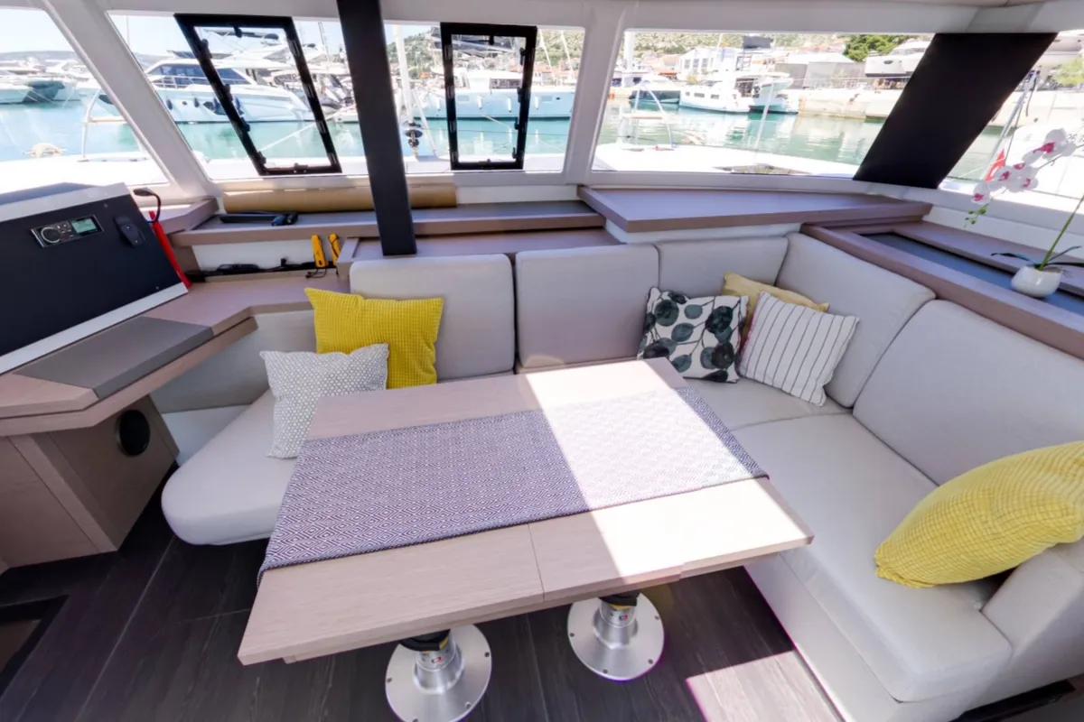 Salon of Magic Summer, a Fountaine Pajot Astréa 42 catamaran at Seget Donji, Croatia