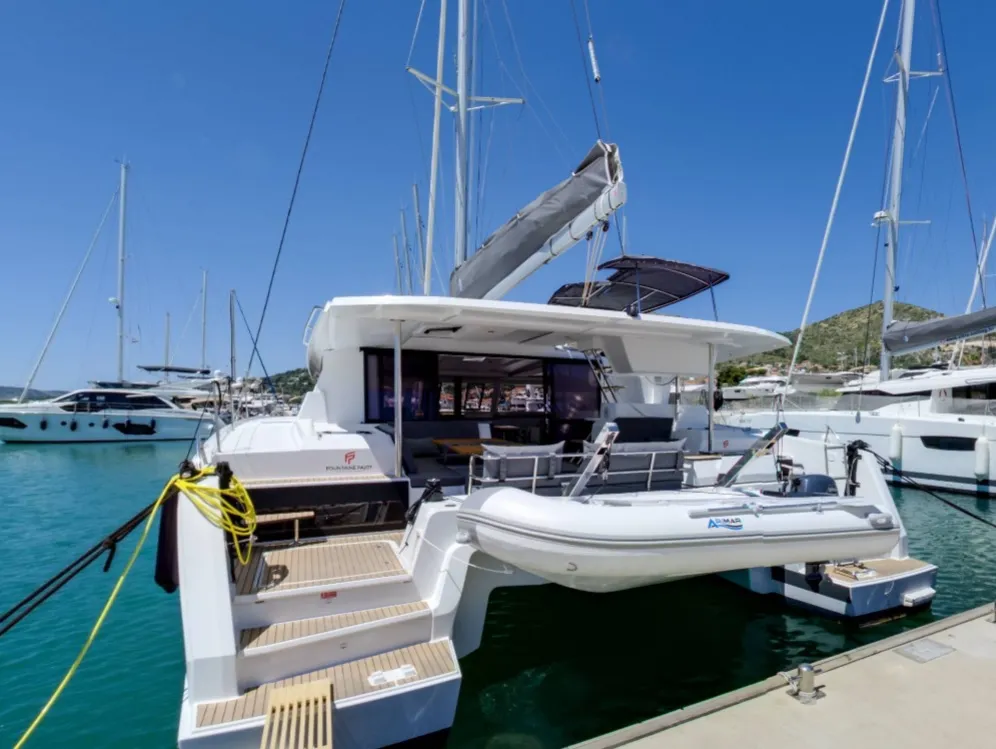 Exterior view of Magic Summer, a Fountaine Pajot Astréa 42 catamaran at Seget Donji, Croatia
