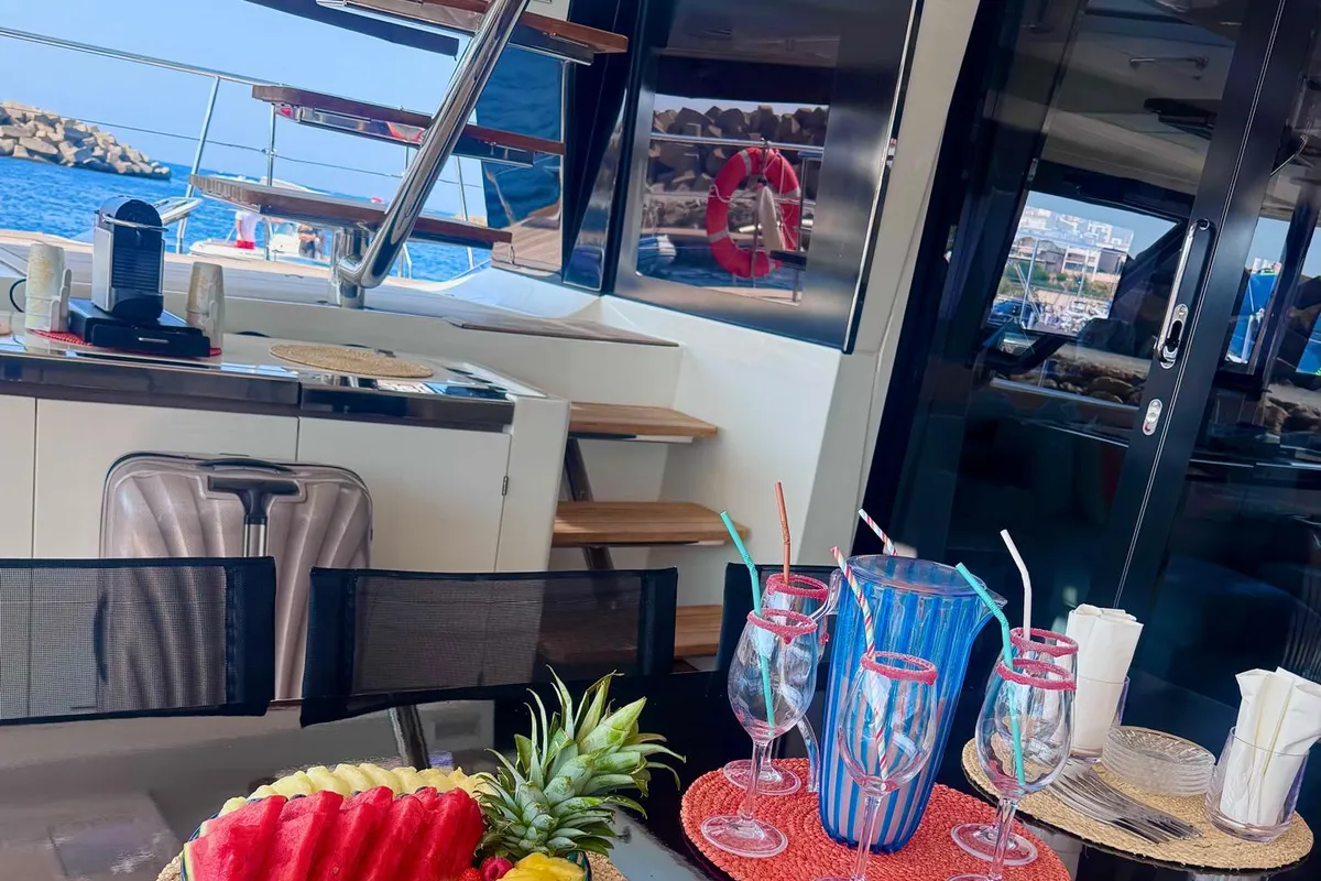 Premium +, a Lagoon Power 630 catamaran at Sitges, Spain