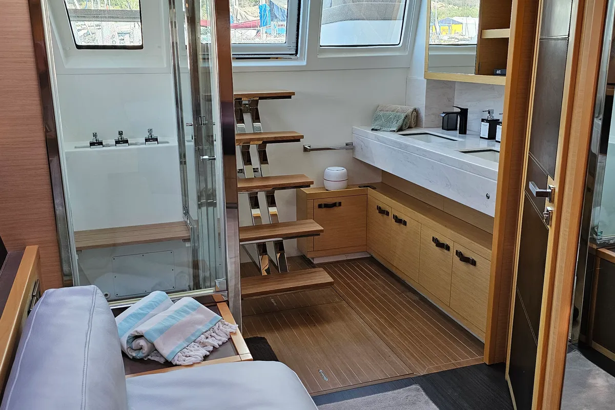 Premium +, a Lagoon Power 630 catamaran at Sitges, Spain