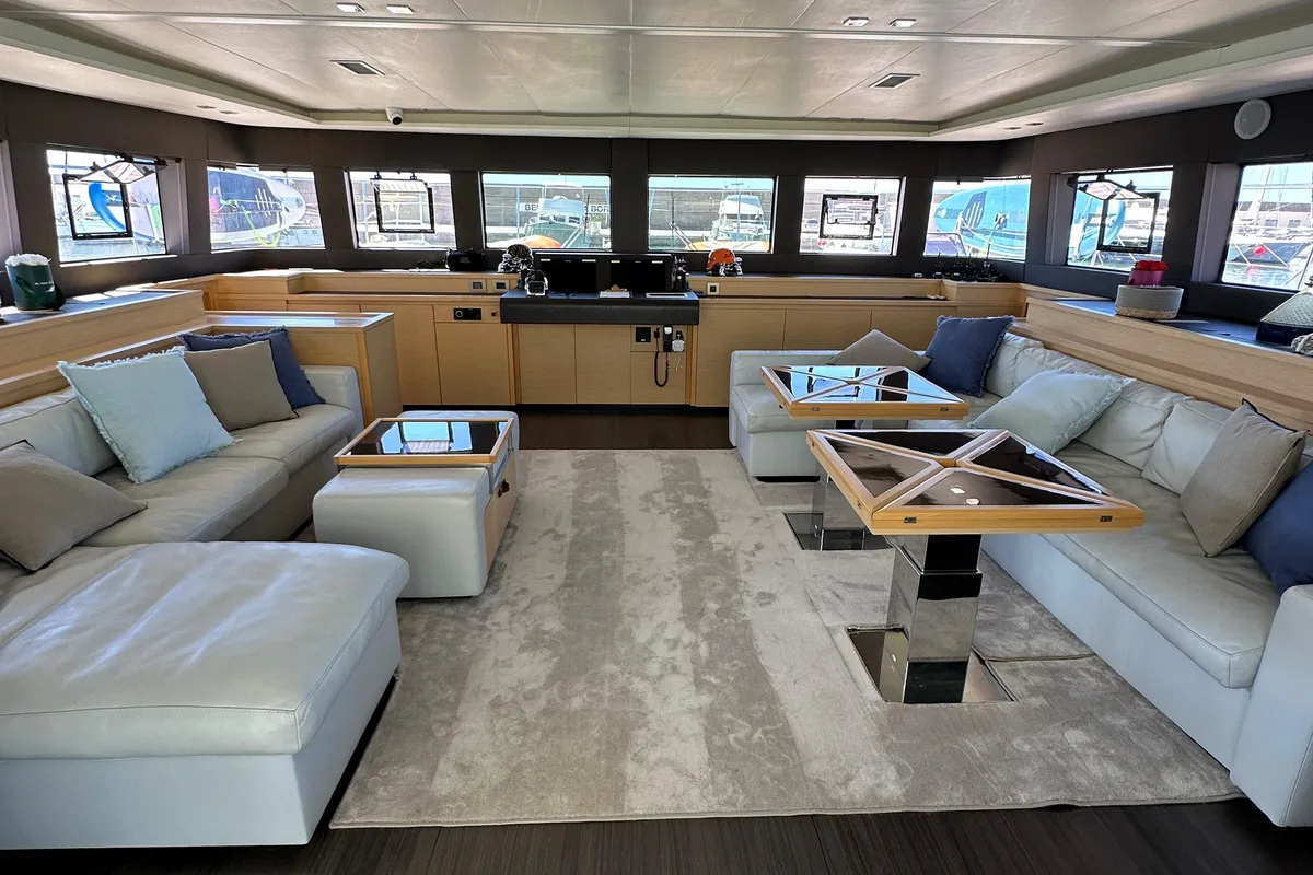 Premium +, a Lagoon Power 630 catamaran at Sitges, Spain