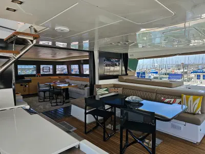 Premium +, a Lagoon Power 630 catamaran at Sitges, Spain