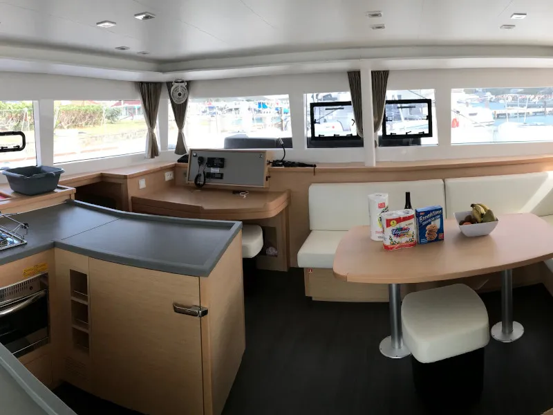 Salon of Fantasy, a Lagoon 450 catamaran at Preveza, Greece