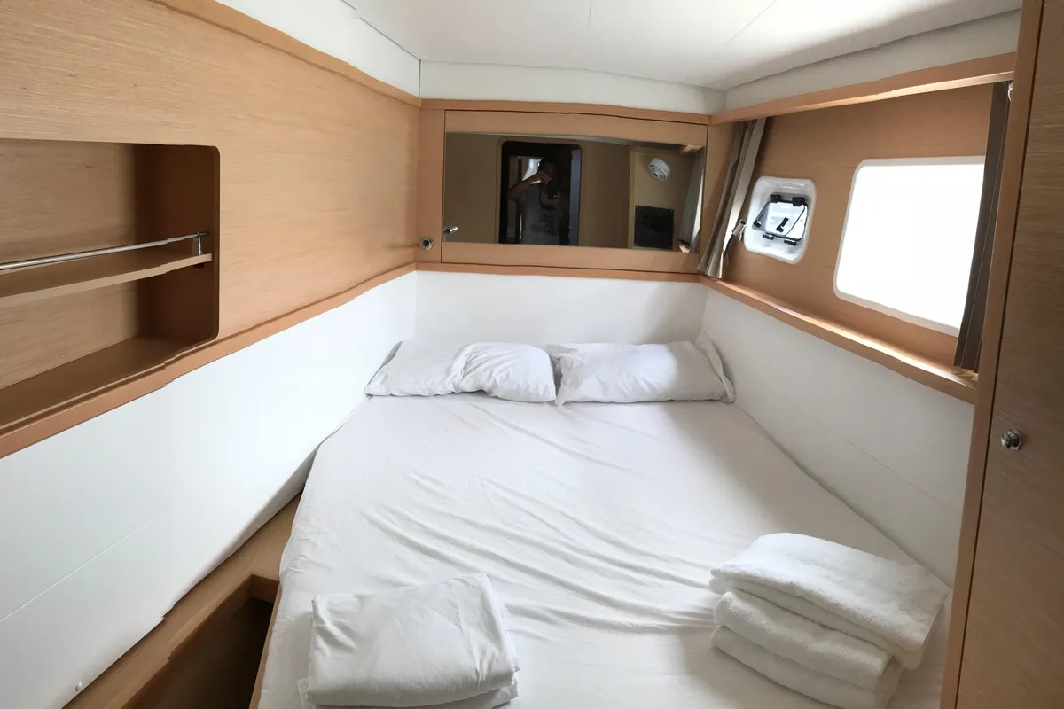 Cabin on Fantasy, a Lagoon 450 catamaran at Preveza, Greece